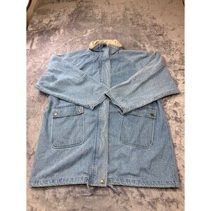 Vintage 90s Denim Chore Jacket Stonybrook Size 2XL Hem Drawstring